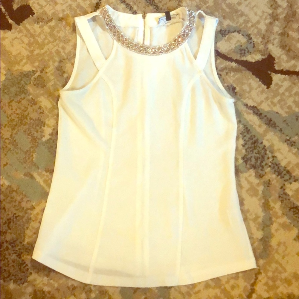 White jeweled dress shirt